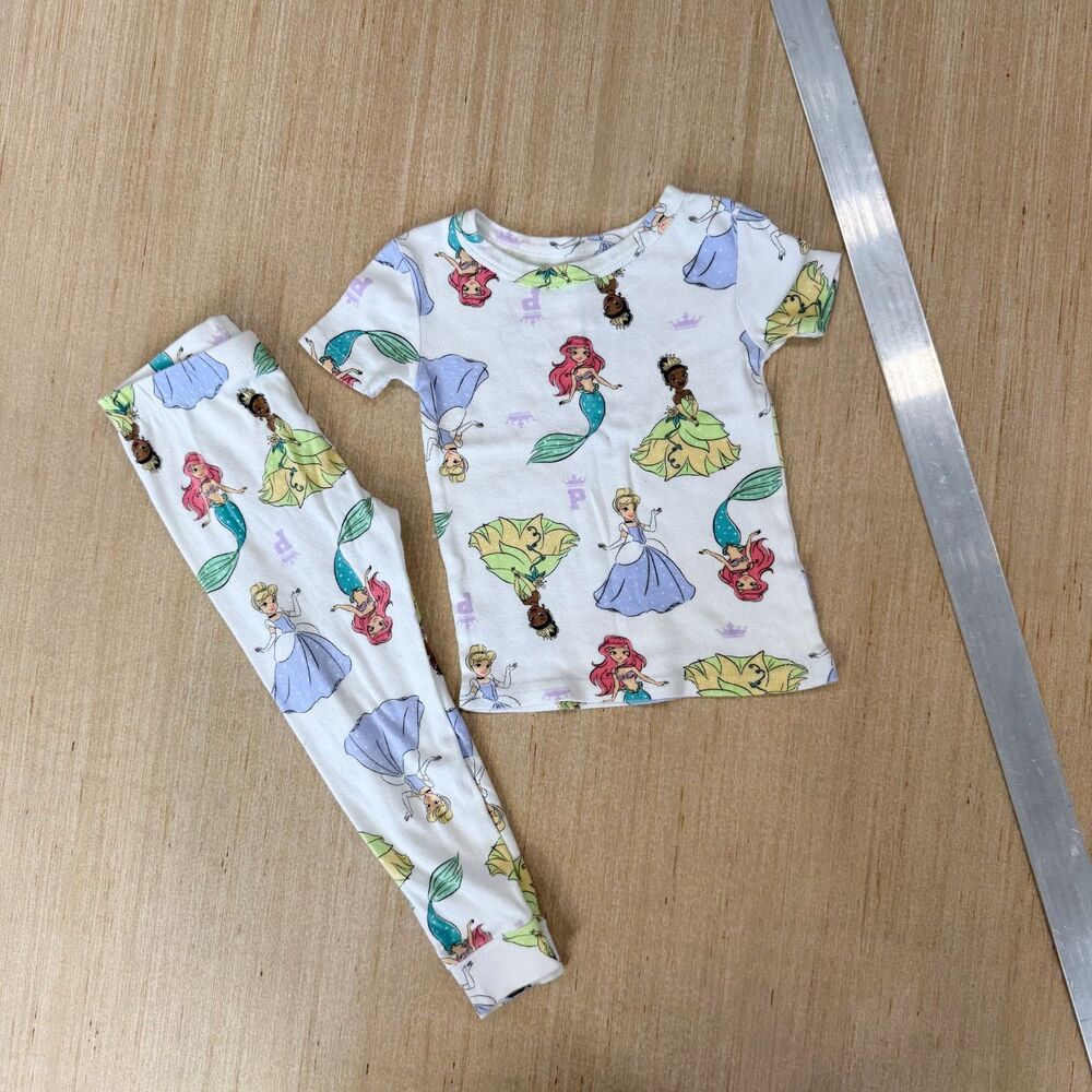 Disney Princess Pajama Set Girls 4T | Ariel Cinderella Tiana Pastel PJs